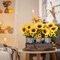 Set of 3 Artificial Sunflower Metal Pot Centerpieces – Farmhouse Floral Arrangements with Rectangle Wooden Planter (11”), Rustic Wedding, Spring Summer Home, Kitchen Table & Shelf Décor